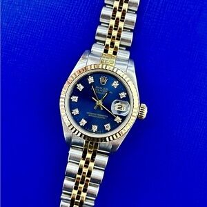 Rolex Two-Tone Blue Dial Diamond Bracelet Watch 26mm ALL FACTORY